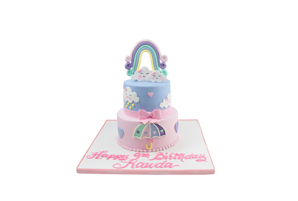 Two-Tiered Pastel Rain Cake - كيكة يوم ميلاد