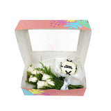 Birthday Gift Box - White Bloom and Black Bow Mini Cake  مجموعه عيد الميلاد مكونه من بوكيه ورد أبيض وكيكه ميني
