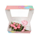 Birthday Gift Box - Pink Bloom and Pink Heart Mini Cake مجموعه عيد الميلاد مكونه من بوكيه ورد وردي وكيكه ميني