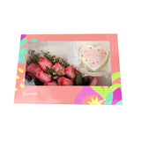 Birthday Gift Box - Pink Bloom and Mini Cake مجموعه عيد الميلاد مكونه من بوكيه ورد وردي وكيكه ميني