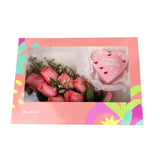 Birthday Gift Box - Pink Bloom and Pink Heart Mini Cake مجموعه عيد الميلاد مكونه من بوكيه ورد وردي وكيكه ميني