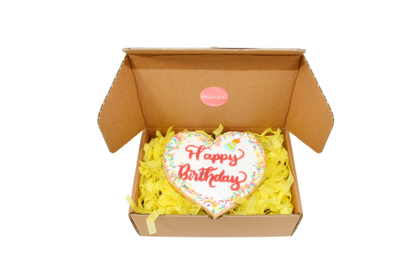 Happy Birthday Big Heart Cookie - كوكي كبير الحجم على شكل قلب
