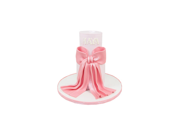 Two-Tiered Pink Bow Birthday Cake - كيكة يوم ميلاد