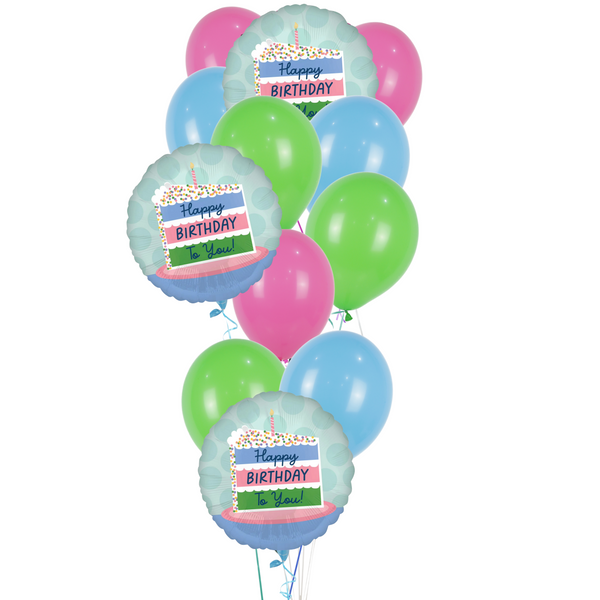 Birthday Balloon Bouquet - Sprinkled Slice Cake مجموعه من البالونات