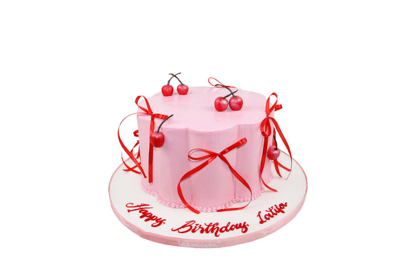 Cherry Red Bow Birthday Cake كيكة يوم ميلاد