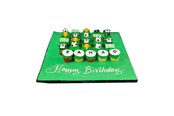 Football Design Cupcakes on Board - كب كيك بتصميم خاص