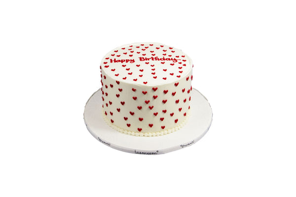 Red Hearts Birthday Cake كيكة يوم ميلاد