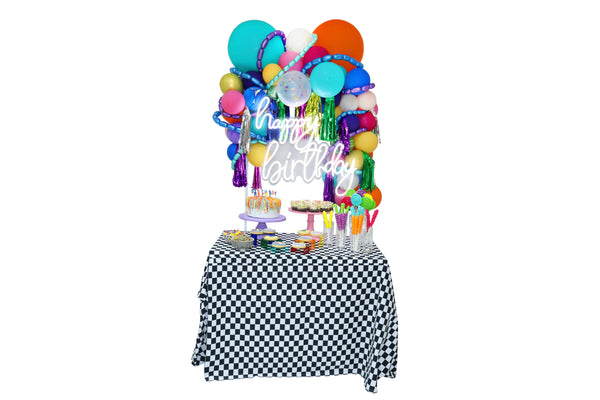 Happy Birthday Table and Balloon Arrangement طاوله عيد ميلاد