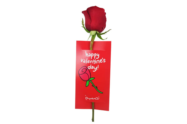 Happy Valentine's Day Card with Single Rose - كارت عيد الحب مع ورده