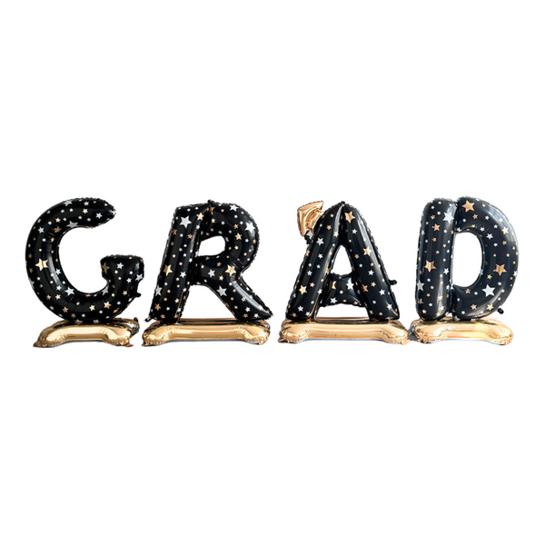 Standing GRAD Foil Balloon - Black  بالون فويل للتخرج قائم   - أسود