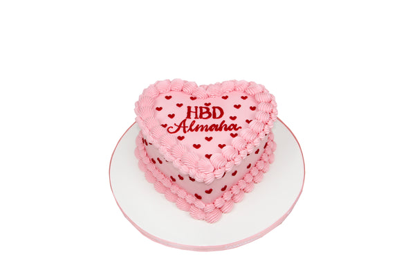 Red Small Hearts Birthday Cake  كيكة يوم ميلاد