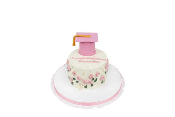 Pink Hat Congratulation Cake - كعكة مبروك