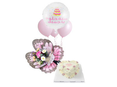 Combo - Heart-Shaped Birthday Cake مجموعه عيد ميلاد - كيكه قلب