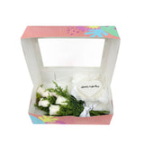 Birthday Gift Box - White Bloom and White Heart Mini Cake  مجموعه عيد الميلاد مكونه من بوكيه ورد أبيض وكيكه قلب ميني