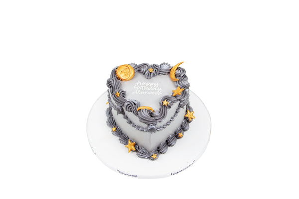 Celestial Glittery Gray Birthday Cake كيكة يوم ميلاد