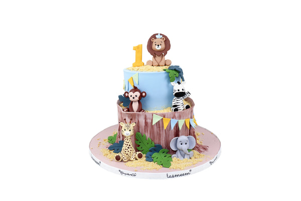 Safari Theme 1'st Birthday Cake - كيكة يوم ميلاد