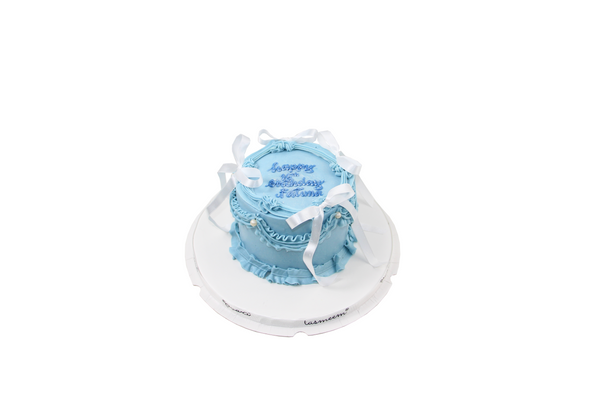 Blue with Bow Birthday Cake - كيكة يوم ميلاد