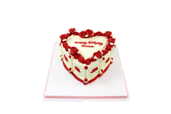 Red Heart-Shaped Birthday Cake - كيكة يوم ميلاد
