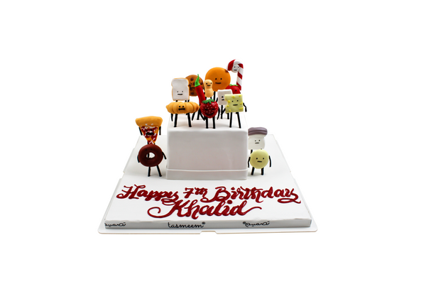 Minimalist Character Birthday Cake - كيكة يوم ميلاد