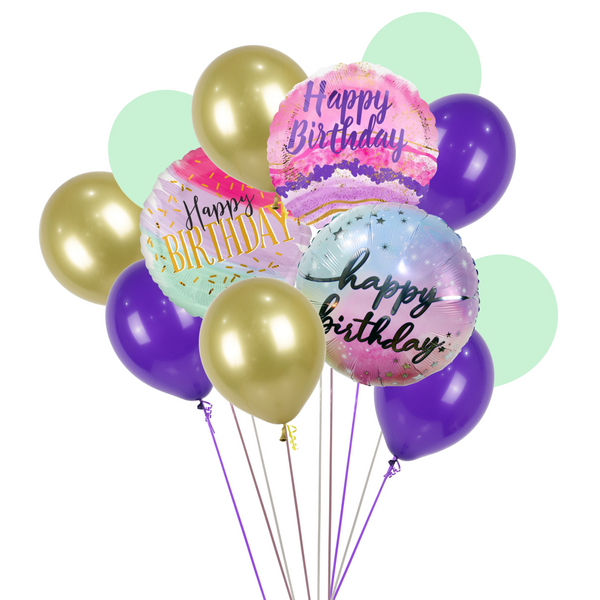 Birthday Balloon Bouquet - Ombre مجموعه من البالونات لعيد ميلاد