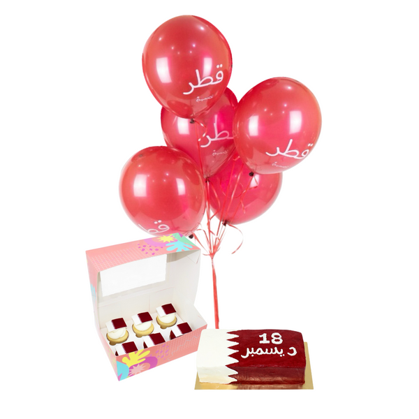 National Rectangle Cake & Cupcakes Combo - مجموعه من الكب كيك والكيك لليوم الوطني