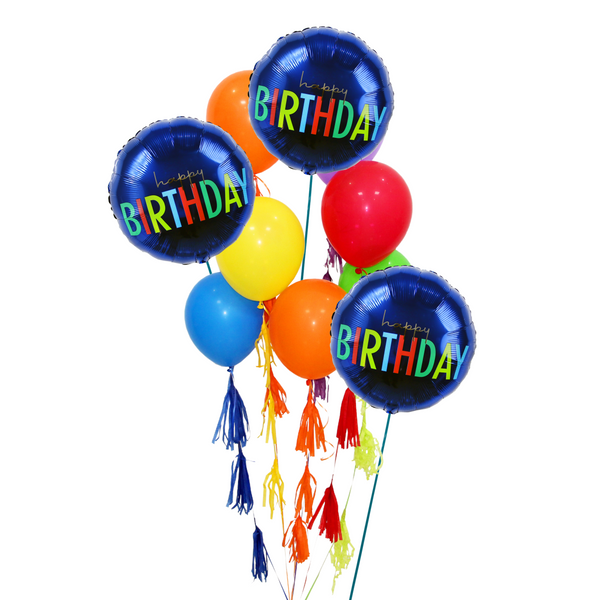 Birthday Balloon Bouquet - Tasseled  مجموعه من البالونات لعيد ميلاد