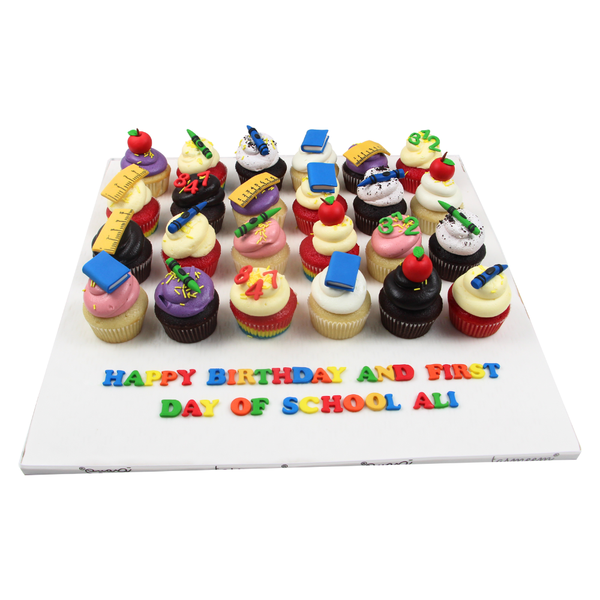 Back-to-School Cupcakes on Board كب كيك العوده للمدارس