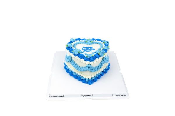 Blue Heart-Shaped Birthday Cake - كيكة يوم ميلاد