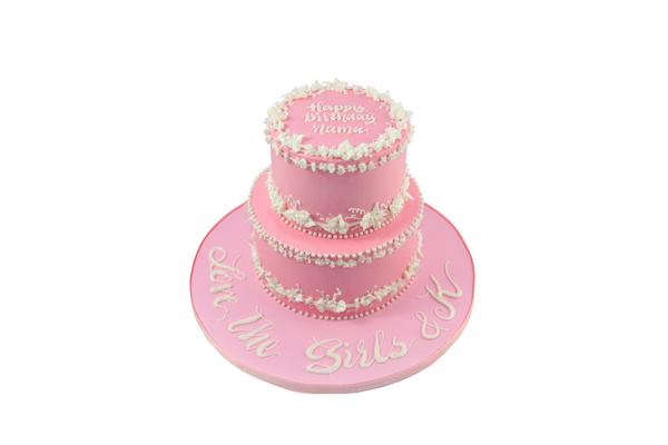 Two-Tiered Pink Birthday Cake - كيكة يوم ميلاد