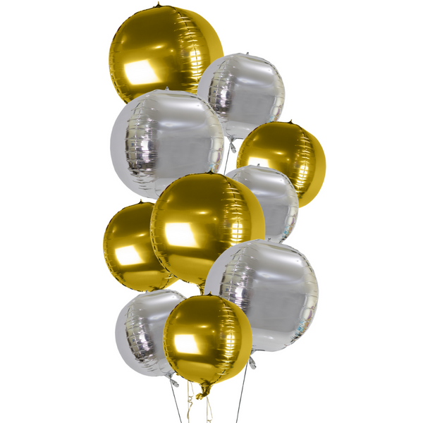 Balloon Bouquet - 4D Gold & Silver مجموعه من البالونات السيلفر والجلود