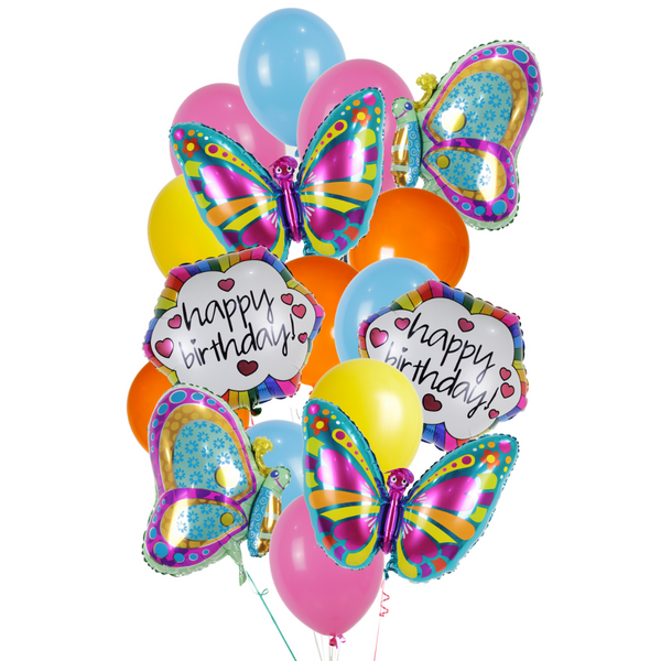 Balloon Bouquet - Birthday & Butterfly مجموعه من البالونات لعيد ميلاد