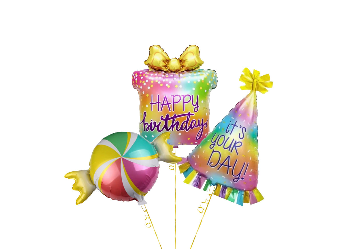 Colorful Birthday Party Balloon Bouquet باقة بالونات حفلة عيد ميلاد مل ...