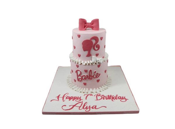 Two Tiered Pink Cartoon Cake - كيكة يوم ميلاد