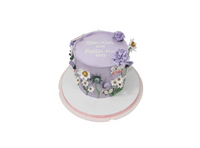 Purple Birthday Cake with Flowers - كيكة مزينة بالورود