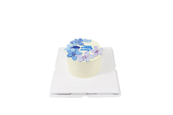 Blue Flowers Birthday Cake - كيكة يوم ميلاد