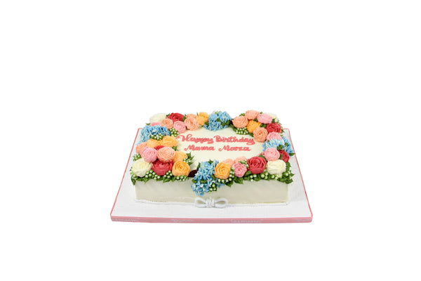 Flowery Rectangular Birthday Cake - كيكة مستطيله ليوم ميلاد