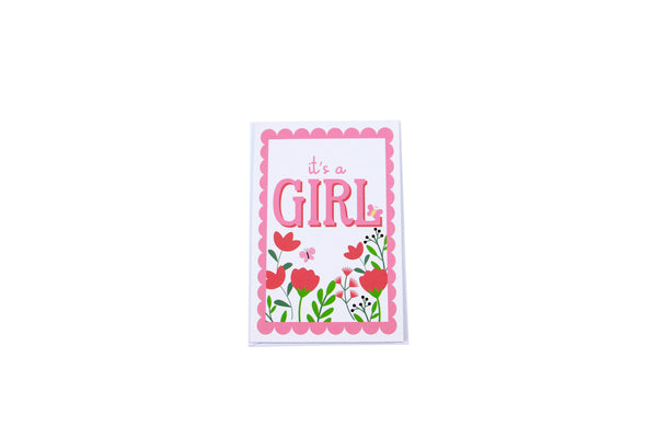 It's A Girl Greeting Card I (English) - بطاقه تهنئة مولودة جديدة