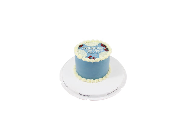 Round Blue Birthday Cake - كيكة يوم ميلاد