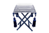Blue Velvet Folding Stand with Acrylic Tray ستاند ازرق قابل للطي مع صينيه اكريليك