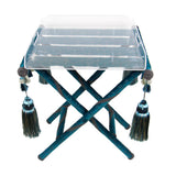 Green Velvet Folding Stand with Acrylic Tray ستاند  أخضر قابل للطي مع صينية أكريليك