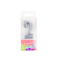 Number 2 Silver Birthday Candle-رقم شمعه عيدالميلاد