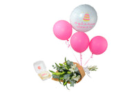Birthday Cake with Balloons and Bouquet II (N&Q) -كيكة حجم ميني مع ورد و بالونات