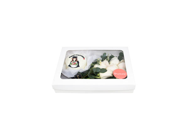 Congratulation Lady Mini Cake & Flower in a Box صندوق ميني كيك مع ورد