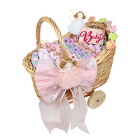 Wooden Crib Chocolate Arrangement - Baby Girl  ترتيب شوكولاتة على شكل سرير خشبي – لمولودة بنت