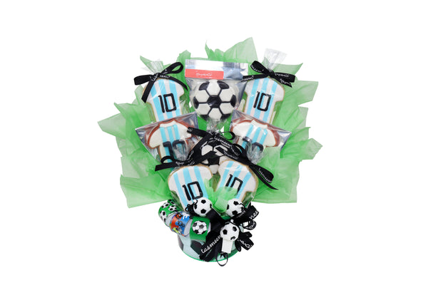 Blue Uniform Lollipop Vase Arrangement تنسيق مصاصة بزي أزرق