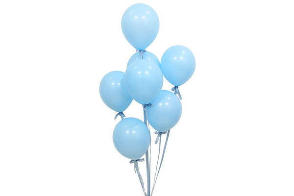 Set of 7 Blue Balloons (Blue Striped Bow) - مجموعة من 7 بالونات زرقاء (فيونكة زرقاء مخططة)