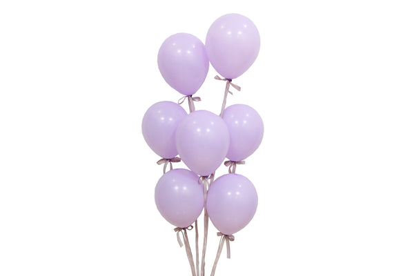 Set of 7 Purple Balloons (Purple Striped Bow) - مجموعة من 7 بالونات بنفسجيه (فيونكة أرجوانية مخططة)