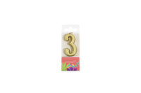 Number 3 Gold Birthday Candle- رقم شمعه عيدالميلاد