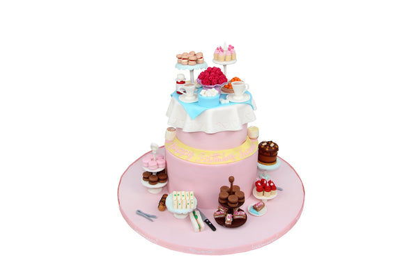 Elegant Tea Party Cake  كيكة يوم ميلاد