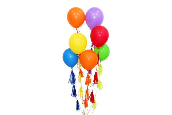 Colored Tasseled Balloons (Set of 7) - بالونات ملونة بشرائط (مجموعة من ٧)